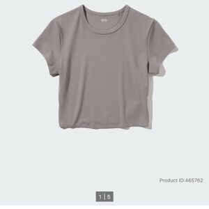 Uniqlo Women's Crop Crewneck Tee - Taupe Gray